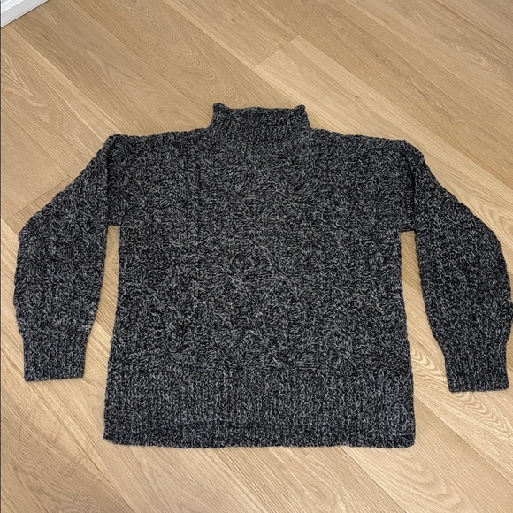 LL BEAN (M) 1912 Heritage Wool Blend Mockneck Sweater Charcoal Marled NWT Warm - Picture 7 of 11